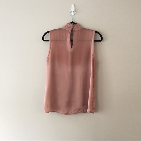 Zara Dusty Rose Pink Satin High Neck Blouse - Picture 5 of 9
